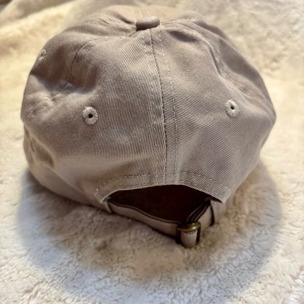 NEW Hat Beige/Tan Vintage 59 Text Baseball Cap 100% Cotton